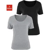 Vivance by Lascana T-Shirt in grau-meliert, schwarz | Gr.: 32/34