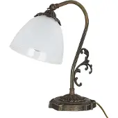 Licht-Erlebnisse Tischlampe Weiß Bronze E14 30 cm Glas Messing massiv Jugendstil Tischleuchte