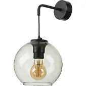 Licht-Erlebnisse Schwarze Wandleuchte Retro Glas Kugel Schirm elegant E27 VINCENTE Wandlampe Wohnzimmer Flur