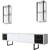 Skye Decor , Black Line - White, Black, TV-Schränke, Weiß, 180 x 48 x 30 cm