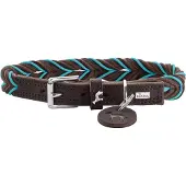 Hunter - Dogcollar Solid Education Cord S (40), dark brown/turquoise - (69320)