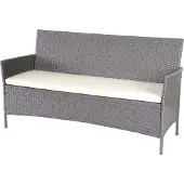 Mendler 3-Sitzer Poly-Rattan Gartenbank Hamar, Sitzbank grau, Kissen creme