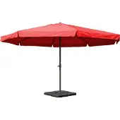 Mendler Sonnenschirm Carpi Pro, Gastronomie Marktschirm mit Volant Ø 5m Polyester/Alu 28kg bordeaux mit Ständer