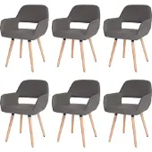 Mendler 6er-Set Esszimmerstuhl MCW-A50 II, Stuhl Küchenstuhl, Retro 50er Jahre Design Kunstleder, grau, helle Beine