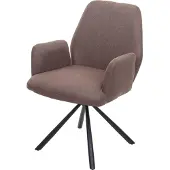 MCW Esszimmerstuhl MCW-H71, Küchenstuhl Lehnstuhl Stuhl, drehbar Auto-Position Stoff/Textil Stahl braun