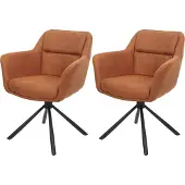 Mendler 2er-Set Esszimmerstuhl MCW-K33, Küchenstuhl Stuhl, drehbar Auto-Position, Stoff MVG Wildleder-Optik braun
