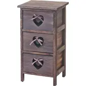 Mendler Kommode Sues, Schubladenkommode Schrank, 3 Schubladen mit Herzen 55x29x25cm, Shabby-Look, Vintage braun