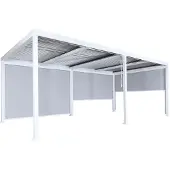 Mendler Alu Pergola MCW-L41 mit 3x Seitenwand, Lamellen-Pavillon, stabiles 8cm-Metall-Gestell 3x6m weiß