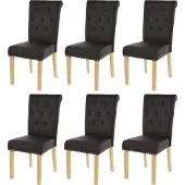 Mendler 6er-Set Esszimmerstuhl Chesterfield Edinburgh II, Stuhl Küchenstuhl, Nieten Kunstleder, coffee, helle Beine