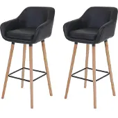 Mendler 2er-Set Barhocker Vaasa T381, Barstuhl Tresenhocker Kunstleder, schwarz