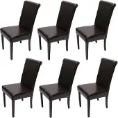 MCW 6er-Set Esszimmerstuhl Stuhl Küchenstuhl Lecce II, Leder braun, dunkle Beine