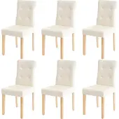 MCW 6er-Set Esszimmerstuhl MCW-E58, Stuhl Essstühle Kunstleder creme, helle Beine