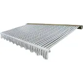 Mendler Elektrische Kassetten-Markise H122, Vollkassette Volant 4x3m Polyester Grau/Weiß