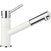 BLANCO KANO-S Küchenarmatur Wasserhahn Niederdruck silgranitweiß/chrom Schlauchbrause