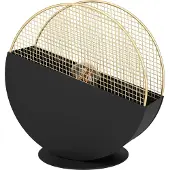 Eglo Tischlampe Mumbles, runde Nachttischlampe, Tischleuchte aus Metall in Schwarz und Gitter in Gold, Deko Schlafzimmer, Tisch Lampe, E27 Fassung