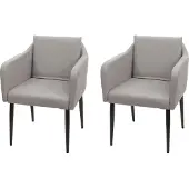 Mendler 2er-Set Esszimmerstuhl MCW-H93, Küchenstuhl Lehnstuhl Stuhl Kunstleder taupe-grau