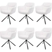 Mendler 6er-Set Esszimmerstuhl MCW-K33, Küchenstuhl Stuhl, drehbar Auto-Position, Stoff MVG bouclé-weiß