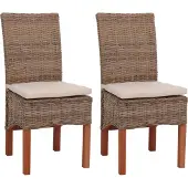 Mendler Esszimmerstuhl Var, Korbgeflecht (2er-Set) mit Sitzkissen