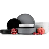 Konsimo Essservice Tafelservice VICTO Geschirrset Speiseteller Suppenteller Dessertteller 6 Personen (18-tlg.), Bunt, Keramik, LOFT, 20/27/18.5cm