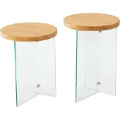 Skye Decor , Serenity 2 - Oak, Transparent, Couchtisch-Set, 100 % gehärtetes Glas, Eiche, 35 x 51 cm