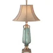QUOIZEL Elstead Monteverde Tischleuchte E27 86cm Keramische Glasur, altes Messing