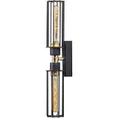 Opviq , Wandlampe aus Eisen, Schwarz und Gold, 50 cm hoch | 8 x 15 cm, 2 x E27 Max 40 W, IP20 | Stilvolles, industrielles Design für moderne Wohnräume.