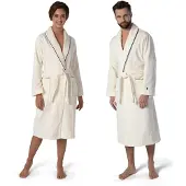 Möve Unisex-Bademantel "Schalkragen Velours, ideal für Sauna & Spa, Hotelbademantel", (1 St.), edel gestalteter Saum