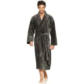 Vossen Herrenbademantel "Feeling-L, ideal für Sauna & Spa, Hotelbademantel, Morgenmantel" Gr. S, grau, L:116cm, Baumwolle, Hausmäntel, Herrenbademantel, mit hohem Kragen