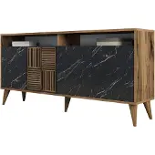 Skye Decor , Milan 160 - Walnut, Black Marble, Konsole, Nussbaum, 100 % MELAMINBESCHICHTETE SPANPLATTEN, 160 x 35 x 78 cm