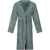 Vossen Herrenbademantel "Decimo, ideal für Sauna & Spa, Hotelbademantel, Morgenmantel" mit Kapuze & farbiger Kantenblende, reine Baumwolle