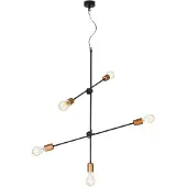 Licht-Erlebnisse Hängelampe Vintage Industrie "Sticks" Schwarz Kupfer E27 5-flammig Pendelleuchte Wohnzimmer Esstisch