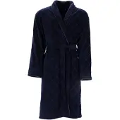 Vossen Herrenbademantel "Barron, ideal für Sauna & Spa, Hotelbademantel, Morgenmantel" Gr. S, blau (marine blau), L:120cm, Webvelours, Hausmäntel, Herrenbademantel, mit Schalkragen, Rautendesign