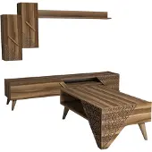 Skye Decor , Beril - Walnut, Wohnzimmermöbel-Set, Nussbaum, 100 % MELAMINBESCHICHTETE SPANPLATTEN, 180 x 37 x 40 cm