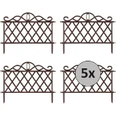 HTI Nessa Zierzaun Antik Braun aus Kunststoff, witterungsbeständig, 48x36 cm mit Erdspieß