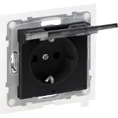 Legrand SEANO Schuko-Steckdose, SL, erhöhter Berührungsschutz, Klappdeckel, IP44, SW, 1 Stk.