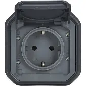 Legrand PLEXO New Aufsatz für Feuchtraum Steckdose inklusive Klappdeckel, Berührungsschutz, IP44 anthrazit 069859L
