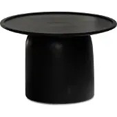 FineBuy Couchtisch Mango Massivholz rund Ø 60 cm · Schwarzer Wohnzimmertisch im modernen Design · Handgefertigter Sofatisch mit Tonnen Fuß