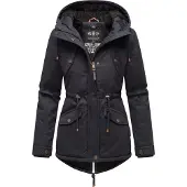 MARIKOO Winterjacke "Manolya" mit Kapuze stylischer Kurzmantel mit weichem Teddyfell-Futter