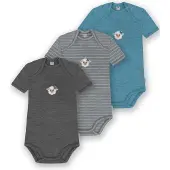 Normani 3er Set Baby Merino Body Kurzarm „Tauranga" - 9299