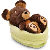 Nici Kuscheltier Sleeping Pets brauner Hund im grünen Körbchen GREEN