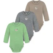Normani 3er Pack Baby Merino Langarmbody „Tuai" - 9403