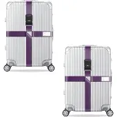 König Design 2x Kreuz Kofferband Koffergurt, Farbe:Violett