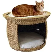 Silvio Design Katzen-Korbturm Wasserhyazinthe natur-wollweiß