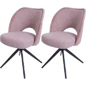 Mendler 2er-Set Esszimmerstuhl MCW-N72, Polster-Küchenstuhl, drehbar Auto-Return, Stoff/Textil (420g/m²) rosa