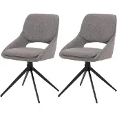 MCW 2er-Set Esszimmerstuhl MCW-N73, Küchenstuhl, drehbar Auto-Return, Stoff/Textil Boucle (540g/m²) grau