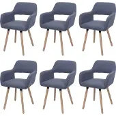 MCW 6er-Set Esszimmerstuhl MCW-A50 II, Stuhl Küchenstuhl Polsterstuhl, Holz Stoff/Textil Cord (400g/m²) MVG dunkelgrau