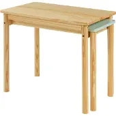 En.casa Ausziehbarer Kindertisch 'Skellefteå' Kinderschreibtisch 60x38x52 cm Kiefernholz + MDF Natur/Mintgrün
