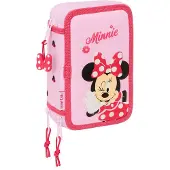 Safta Dreifaches Federmäppchen Minnie Mouse Naive Rosa 12,5 x 19,5 x 5,5 cm 37 Stücke