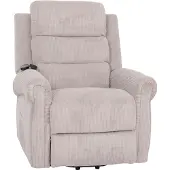 Mendler Fernsehsessel MCW-K63, Relaxsessel, Liegefunktion Aufstehhilfe Massage Heizfunktion, Stoff (220g/m²) Cord hellgrau