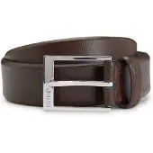 HUGO Gürtel aus genarbtem Leder mit Metalldetails in Silber-Optik Grösse 80
